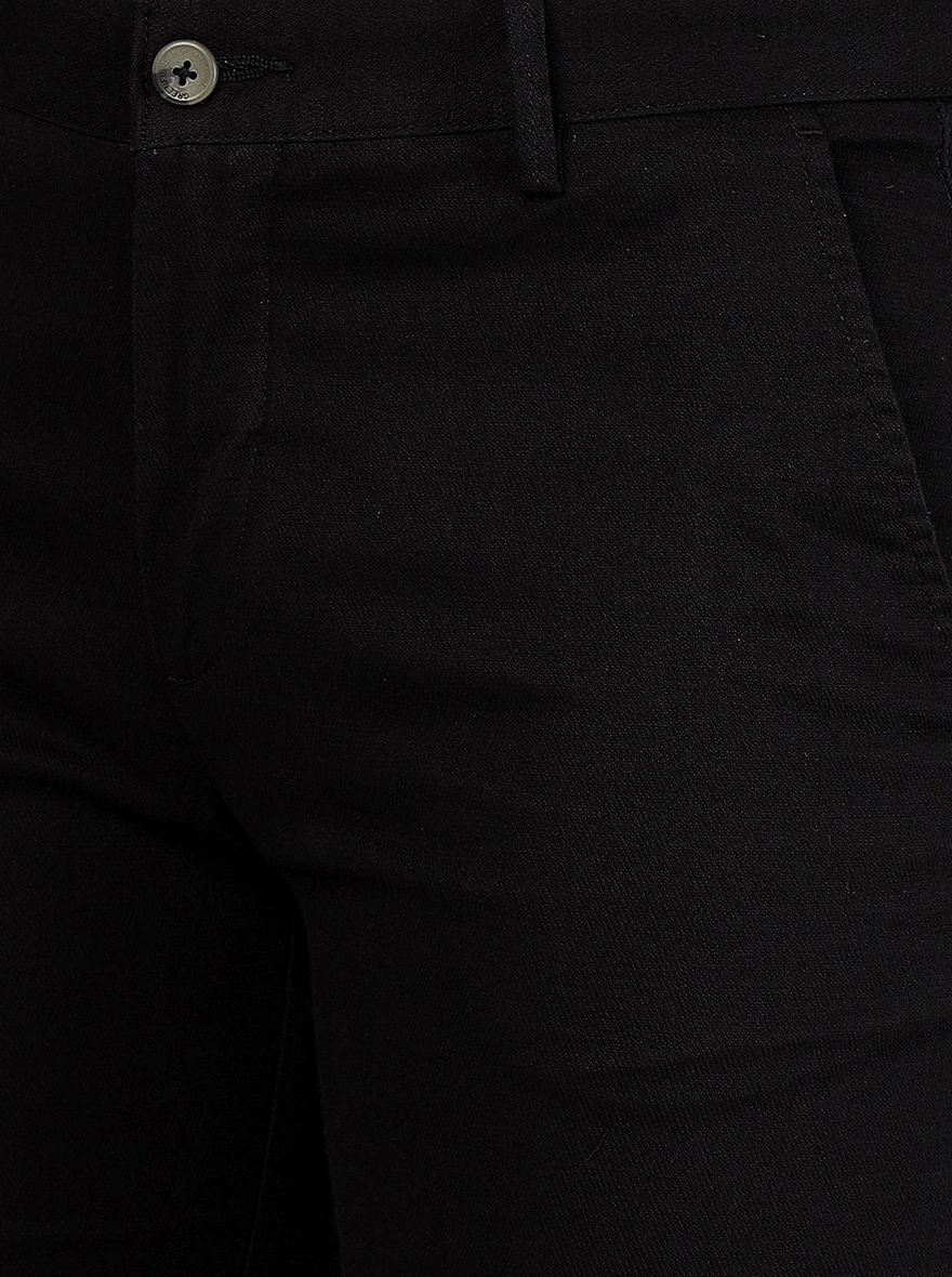 Black Solid Super Slim Fit Casual Trouser | Greenfibre