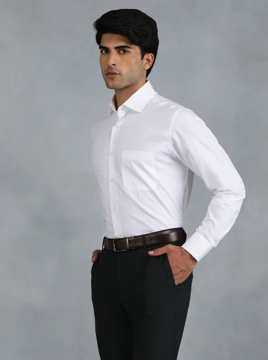 White Solid Slim Fit Formal Shirt | Greenfibre