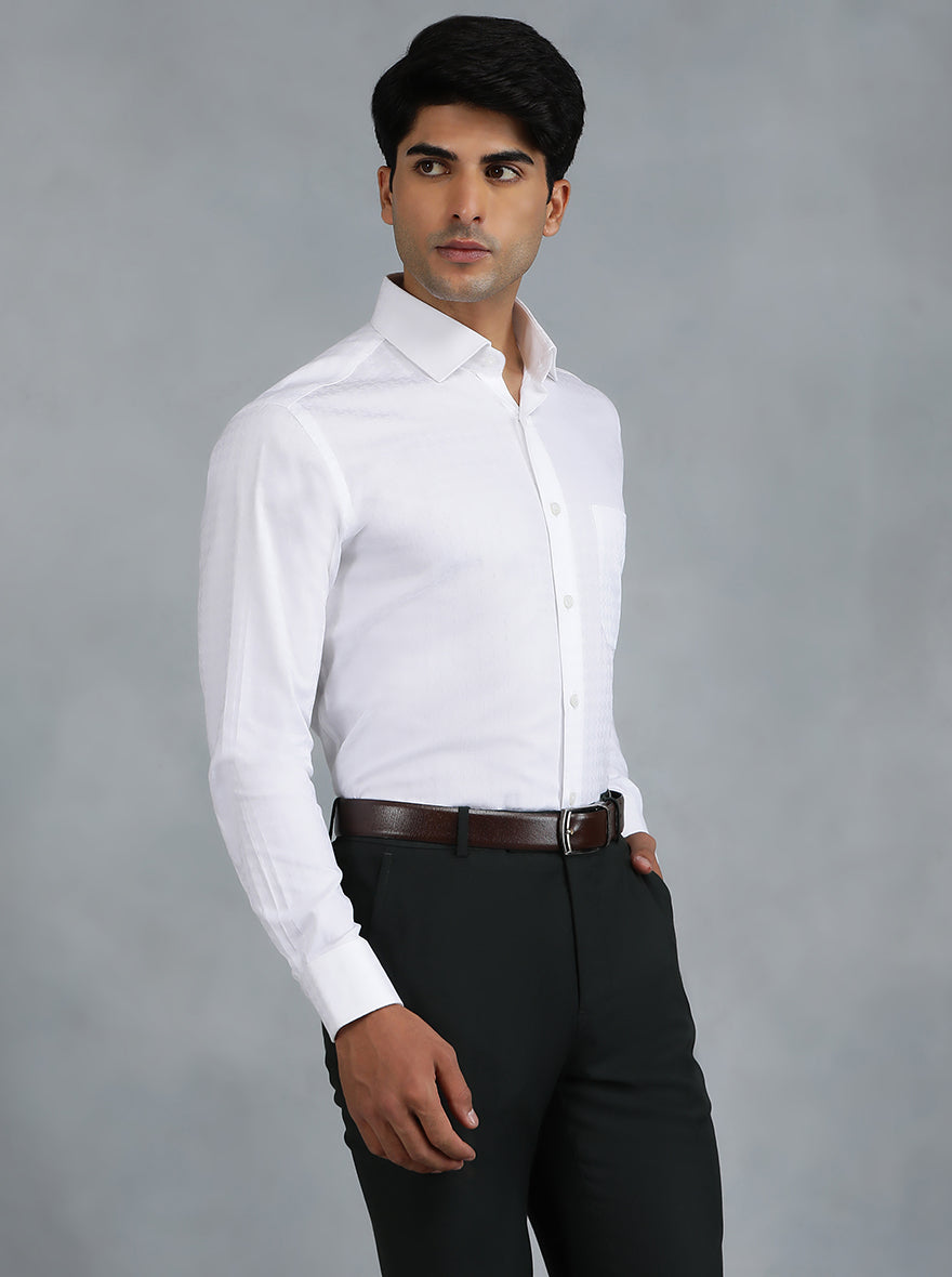 White Solid Slim Fit Formal Shirt | Greenfibre