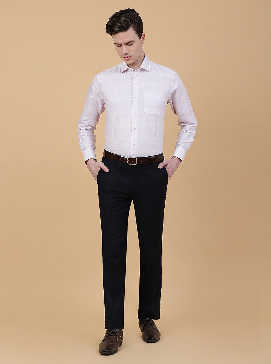 Navy Blue Solid Slim Fit Formal Trouser | Greenfibre