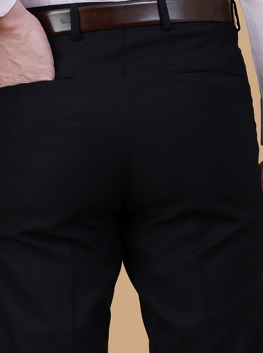 Navy Blue Solid Slim Fit Formal Trouser | Greenfibre