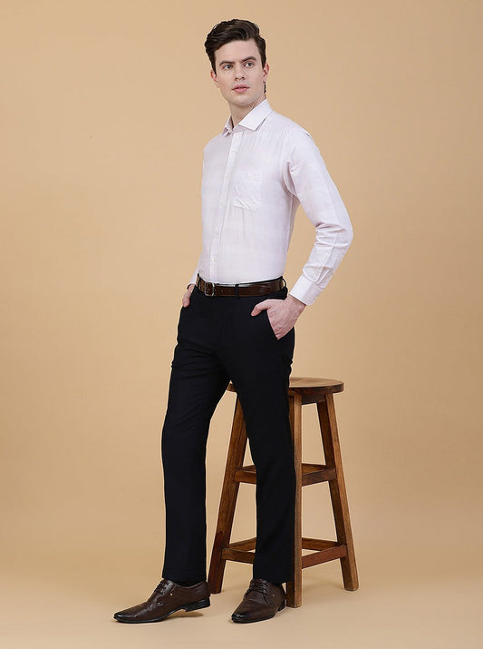 Navy Blue Solid Slim Fit Formal Trouser | Greenfibre