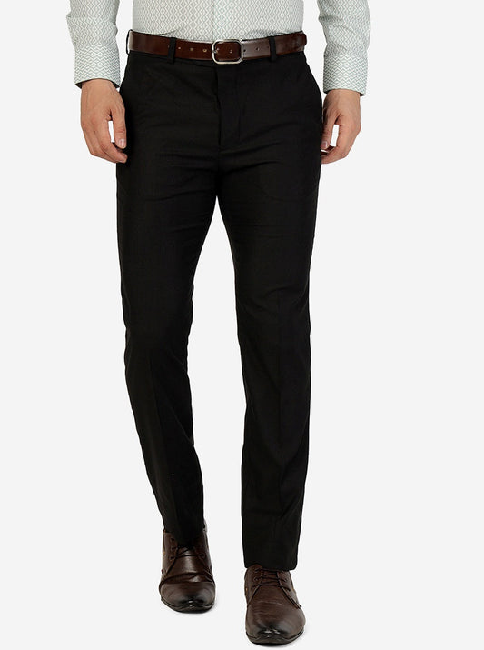 Black Solid Super Slim Fit Formal Trouser | Greenfibre