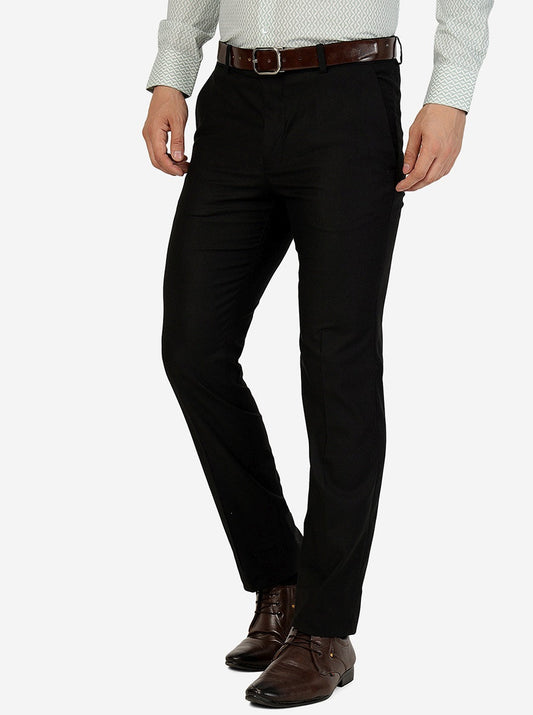Black Solid Super Slim Fit Formal Trouser | Greenfibre
