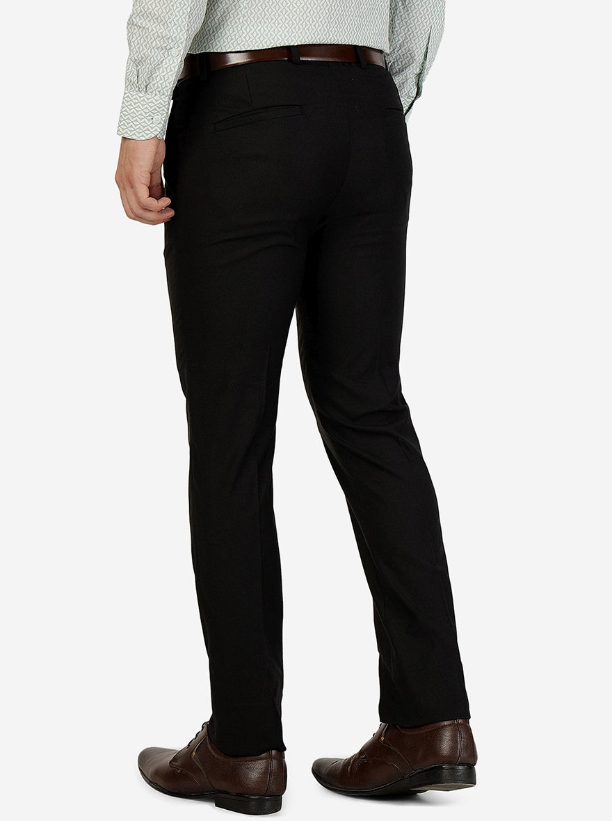 Black Solid Super Slim Fit Formal Trouser | Greenfibre