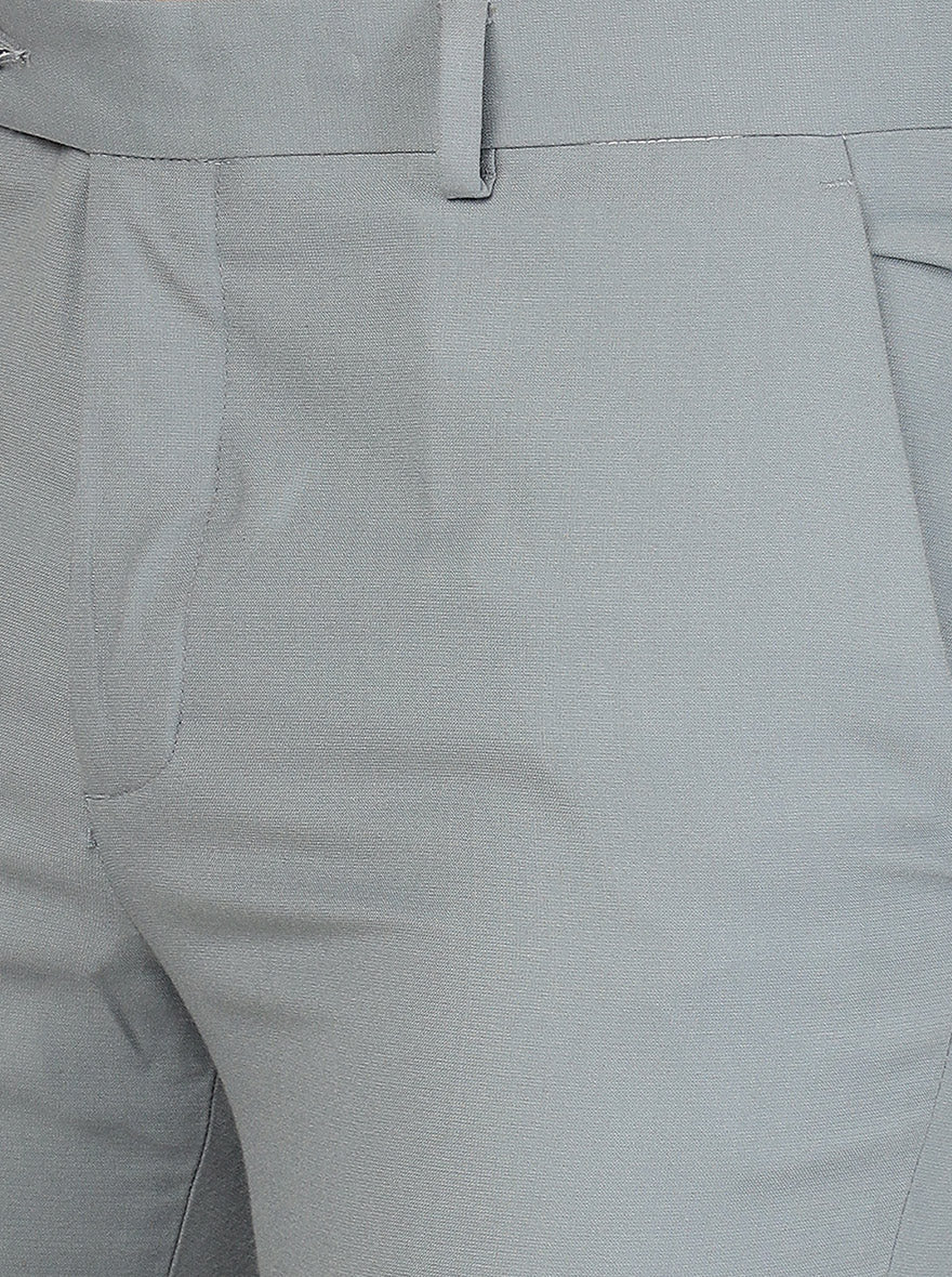 Steel Grey Solid Super Slim Fit Formal Trouser | Greenfibre