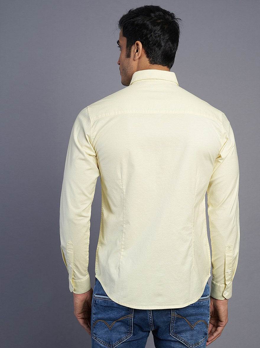 Yellow Solid Slim Fit Casual Shirt | Greenfibre