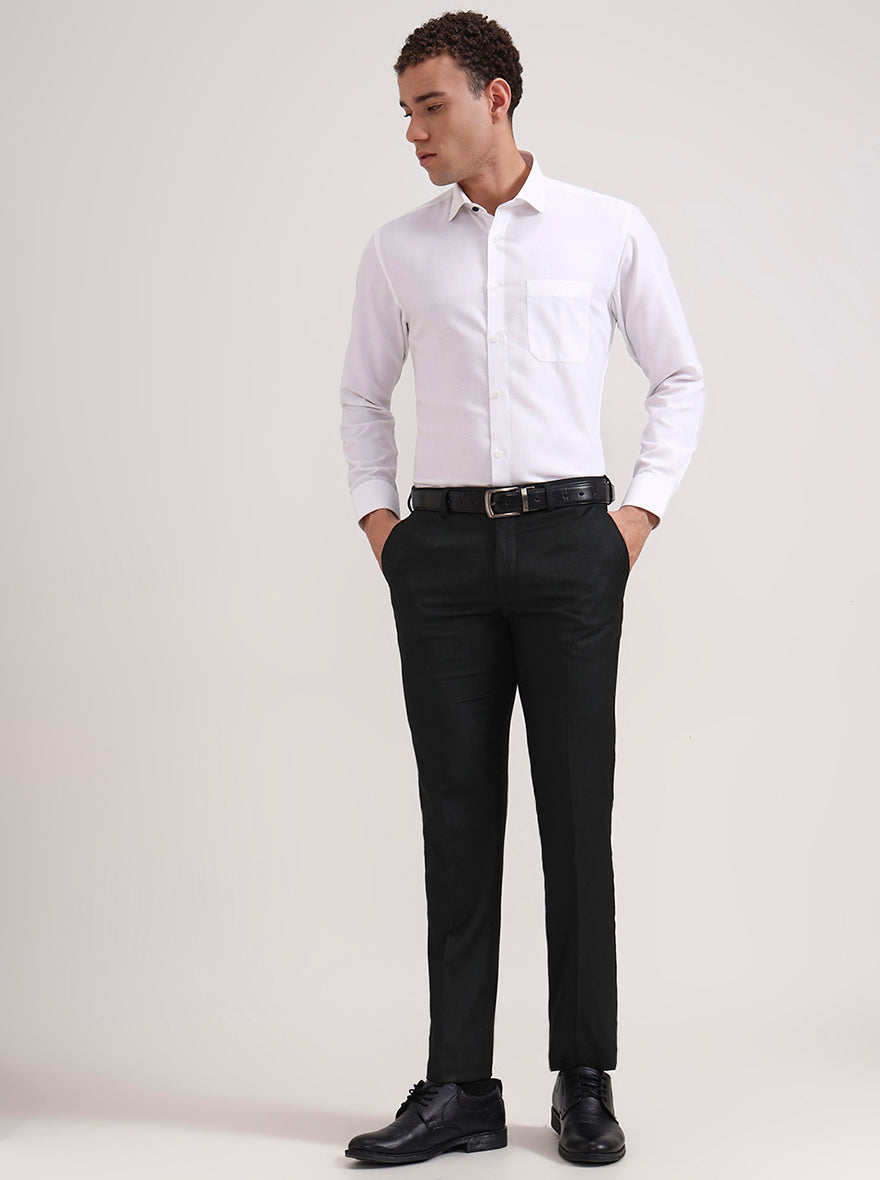Green Solid Slim Fit Formal Trouser | Greenfibre
