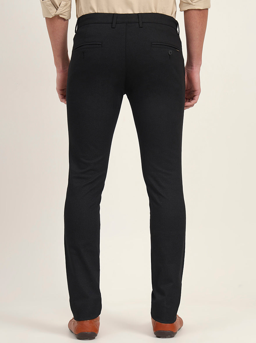 Black Printed Super Slim Fit Casual Trouser | Greenfibre