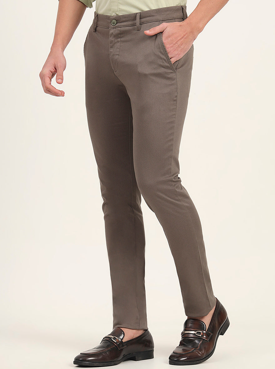 Olive Solid Super Slim Fit Casual Trouser | Greenfibre