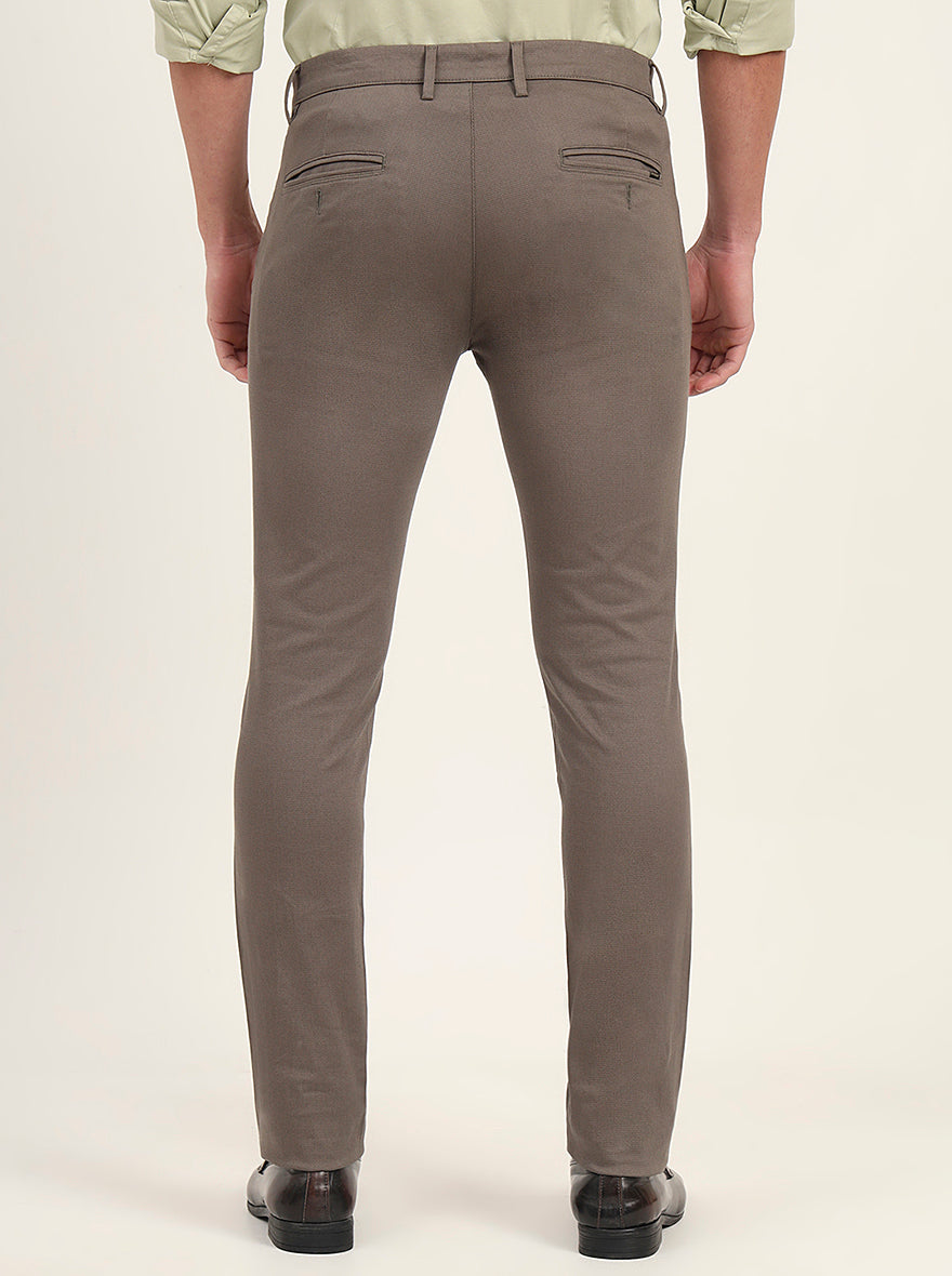 Olive Solid Super Slim Fit Casual Trouser | Greenfibre