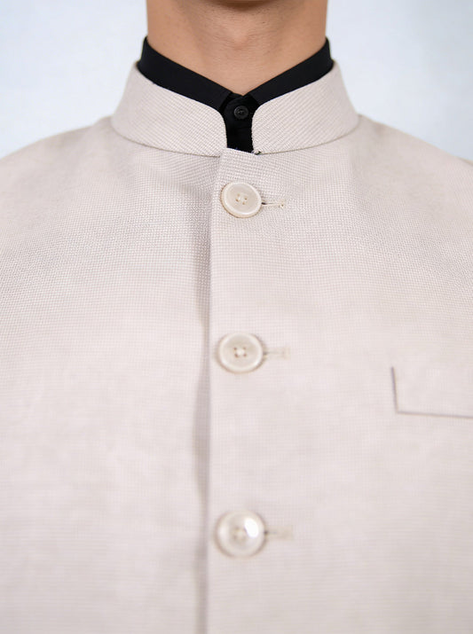 Beige Solid Waistcoat | Greenfibre