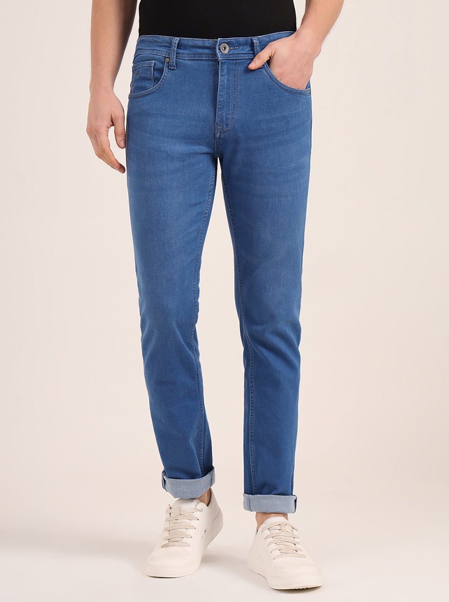 Blue Washed Narrow Fit Jeans | Greenfibre
