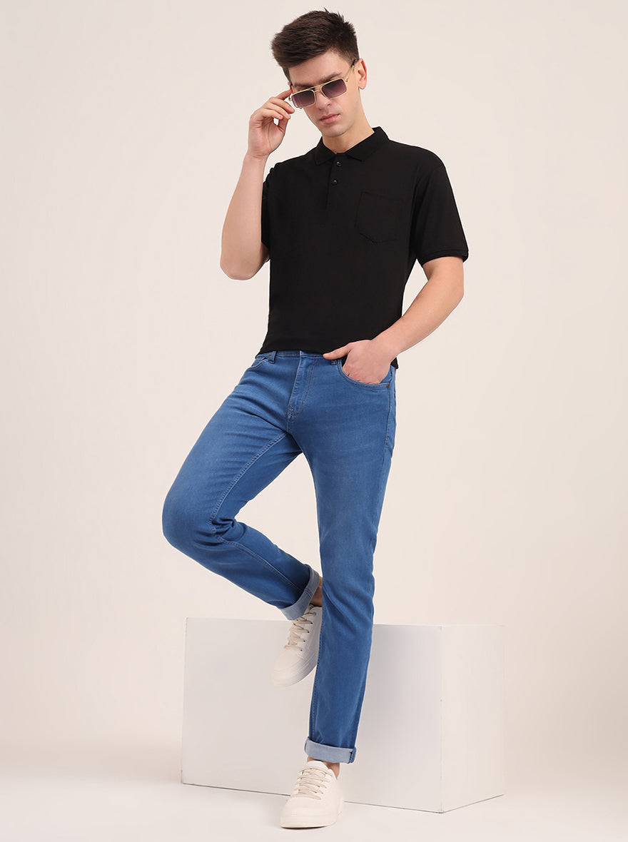 Blue Washed Narrow Fit Jeans | Greenfibre