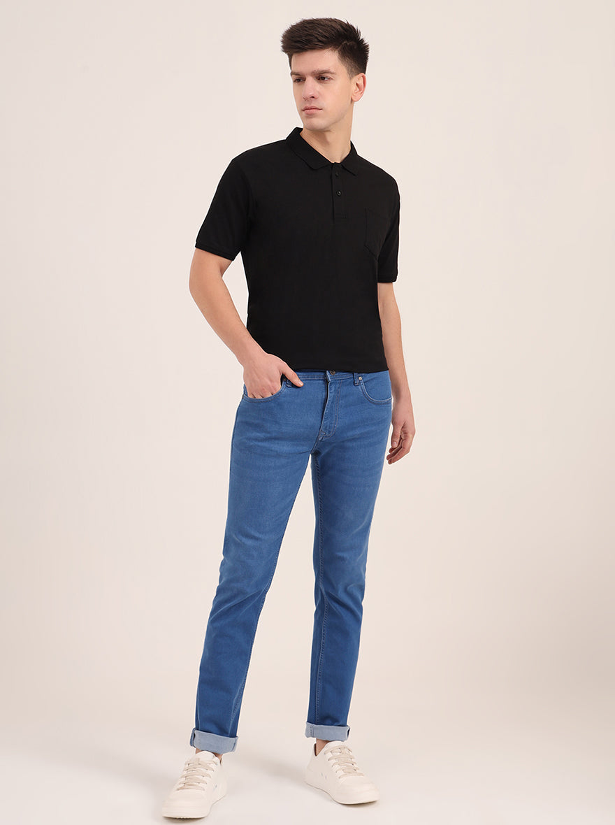 Blue Washed Narrow Fit Jeans | Greenfibre