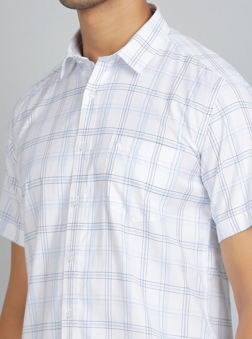 Blue Checked Smart Fit Semi Casual Shirt | Greenfibre