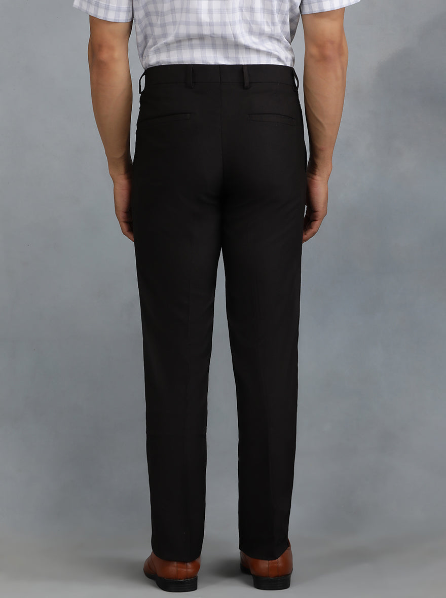Black Solid Slim Fit Formal Trouser | Greenfibre