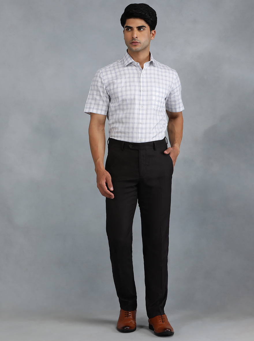 Black Solid Slim Fit Formal Trouser | Greenfibre