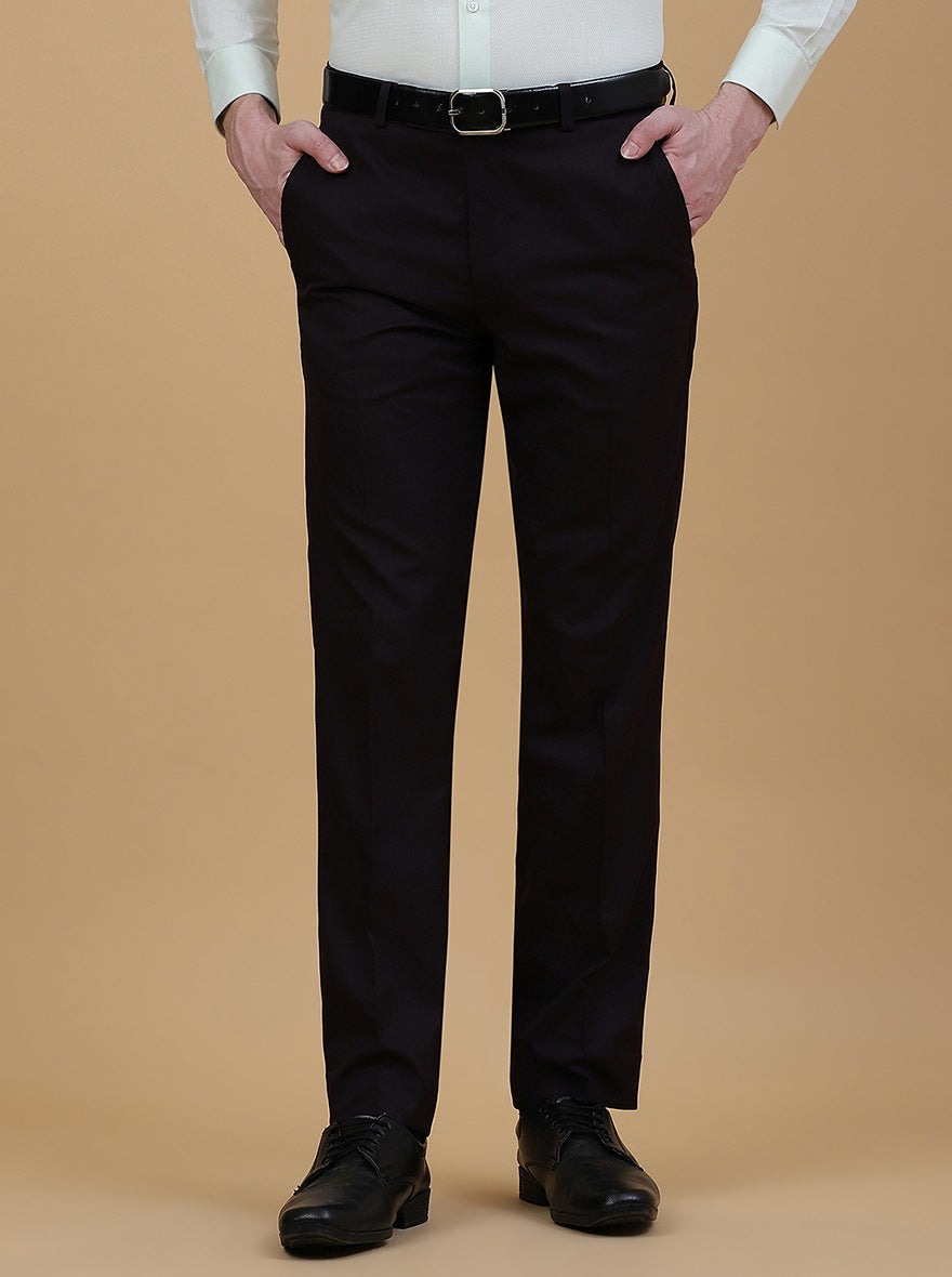 Wine Solid Slim Fit Formal Trouser | Greenfibre