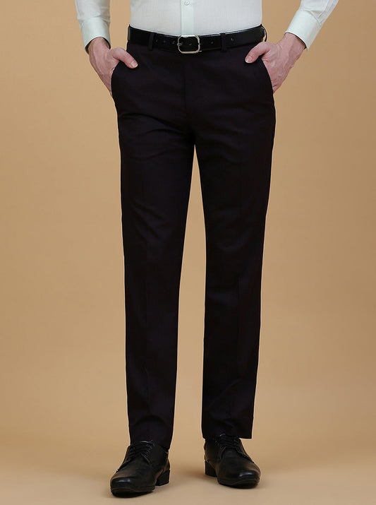 Wine Solid Slim Fit Formal Trouser | Greenfibre