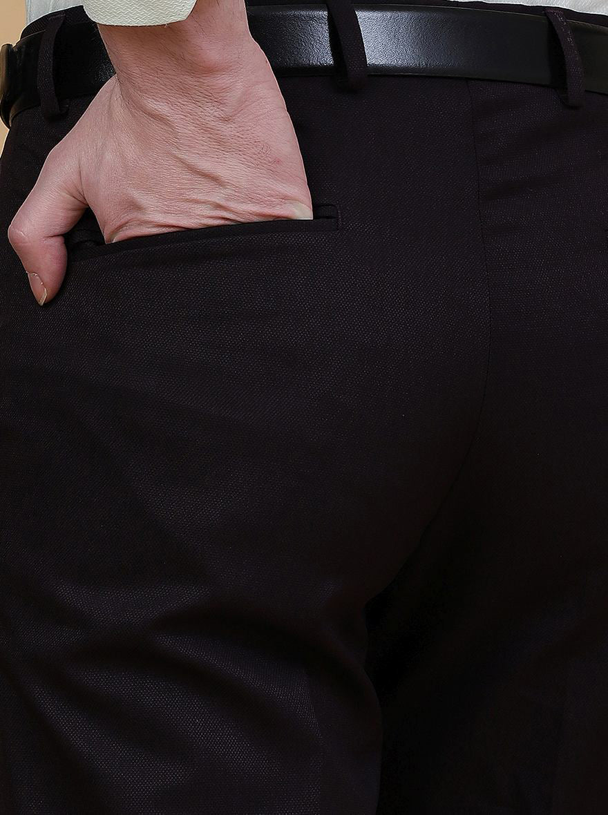 Wine Solid Slim Fit Formal Trouser | Greenfibre