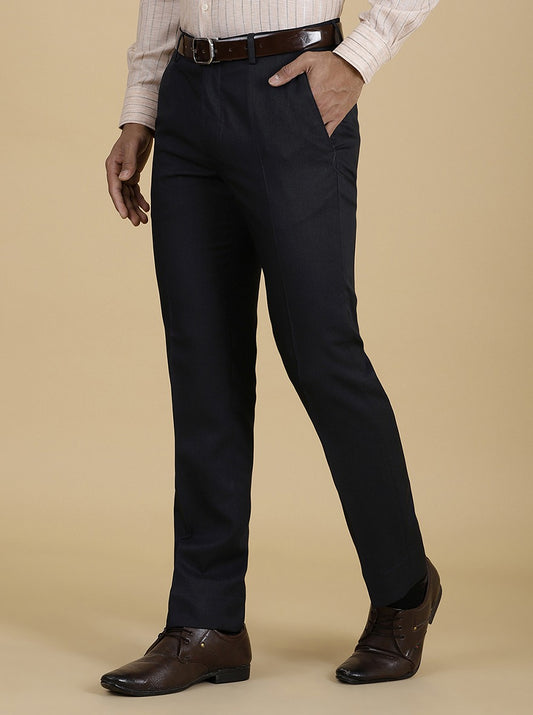 Green Solid Slim Fit Formal Trouser | Greenfibre