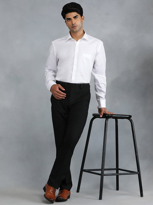 Black Solid Slim Fit Formal Trouser | Greenfibre