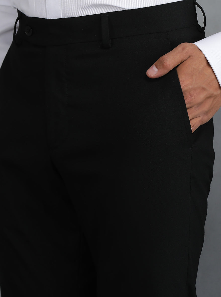 Black Solid Slim Fit Formal Trouser | Greenfibre