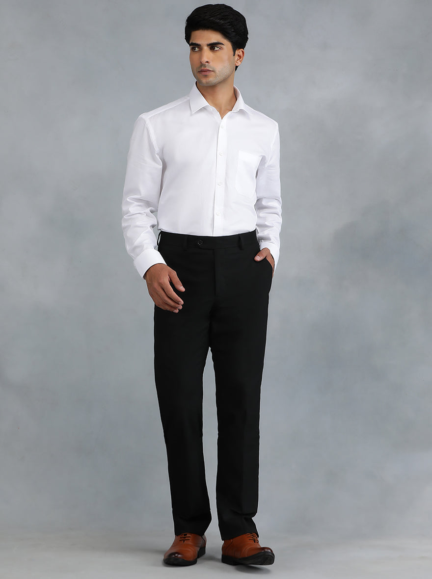 Black Solid Slim Fit Formal Trouser | Greenfibre