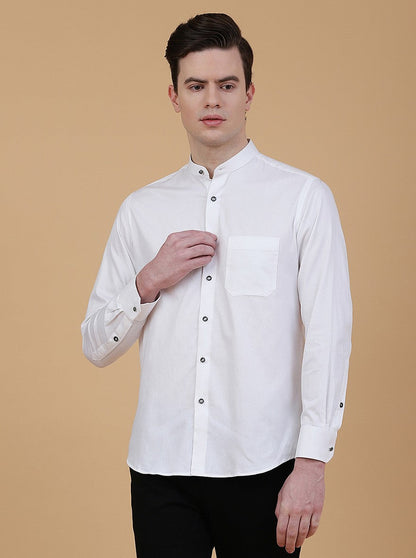 White Solid Slim Fit Formal Shirt | Greenfibre