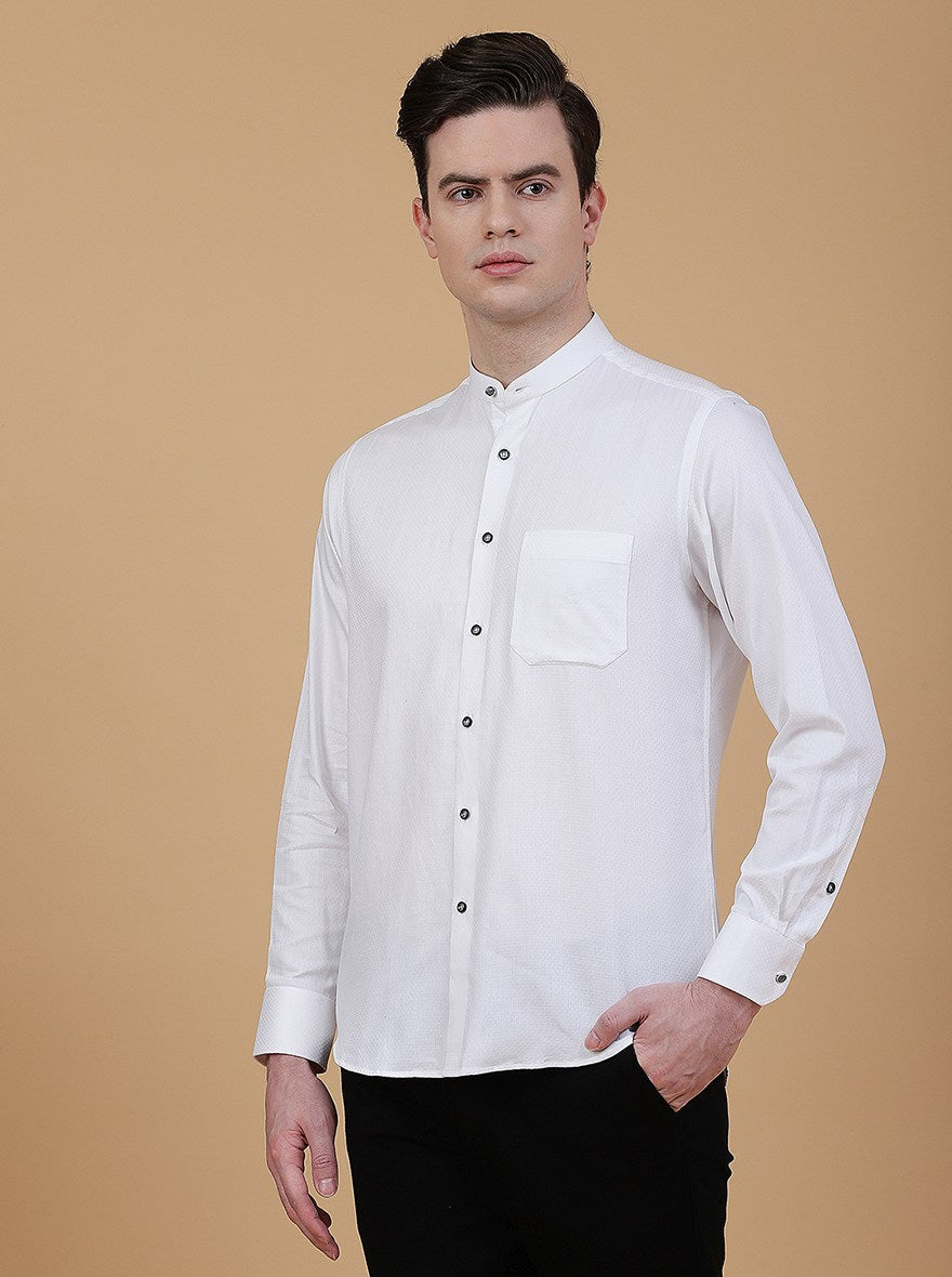 White Solid Slim Fit Formal Shirt | Greenfibre