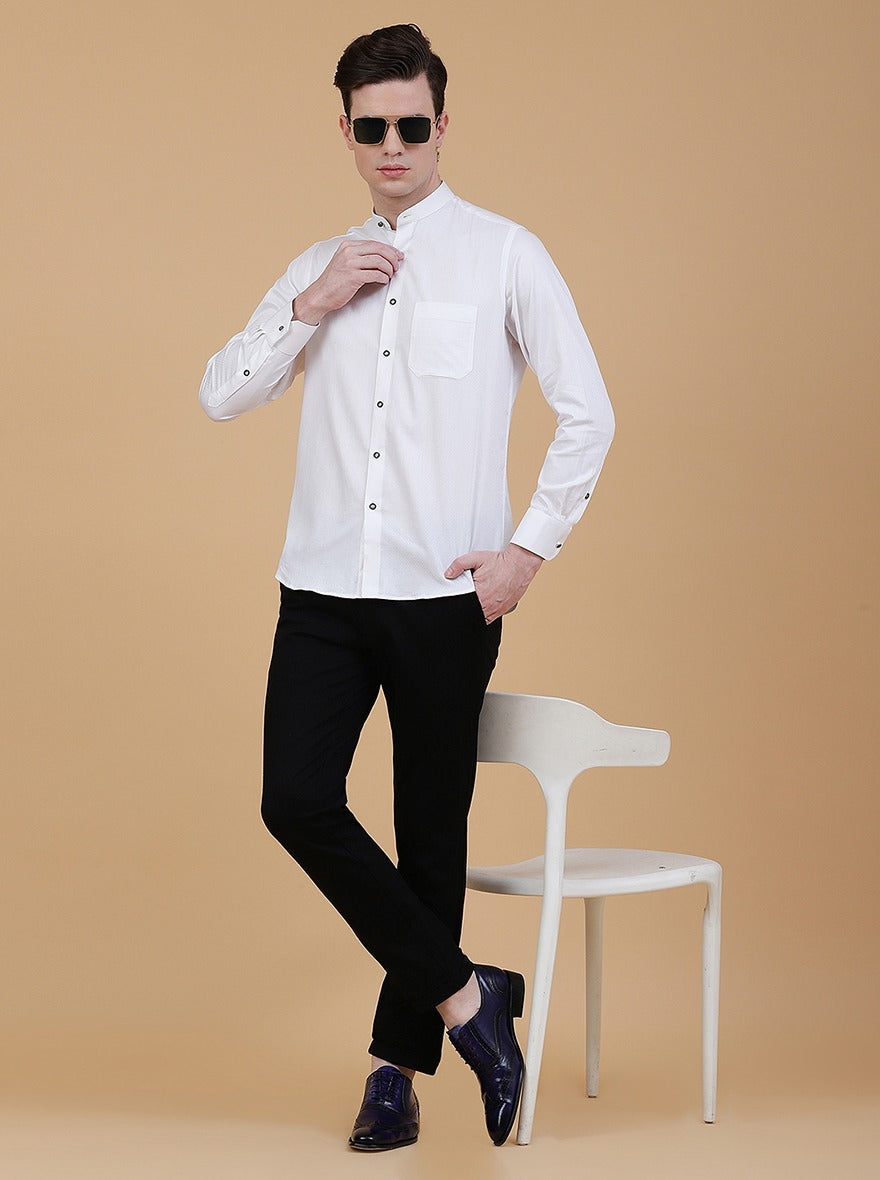 White Solid Slim Fit Formal Shirt | Greenfibre