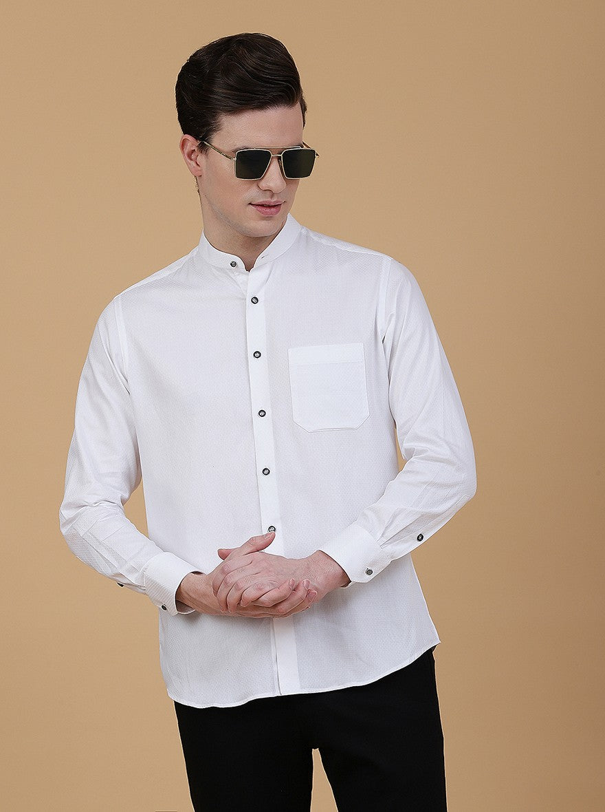 White Solid Slim Fit Formal Shirt | Greenfibre