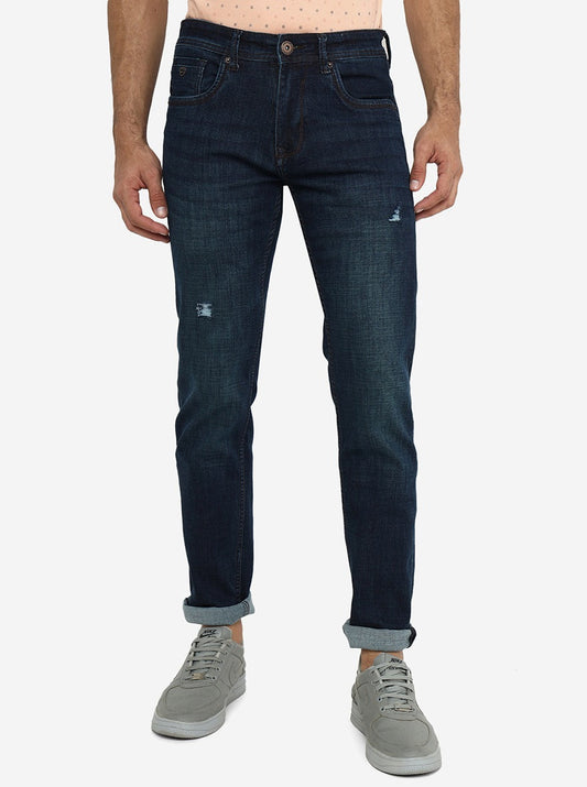 Indigo Blue Washed Narrow Fit Jeans | Greenfibre