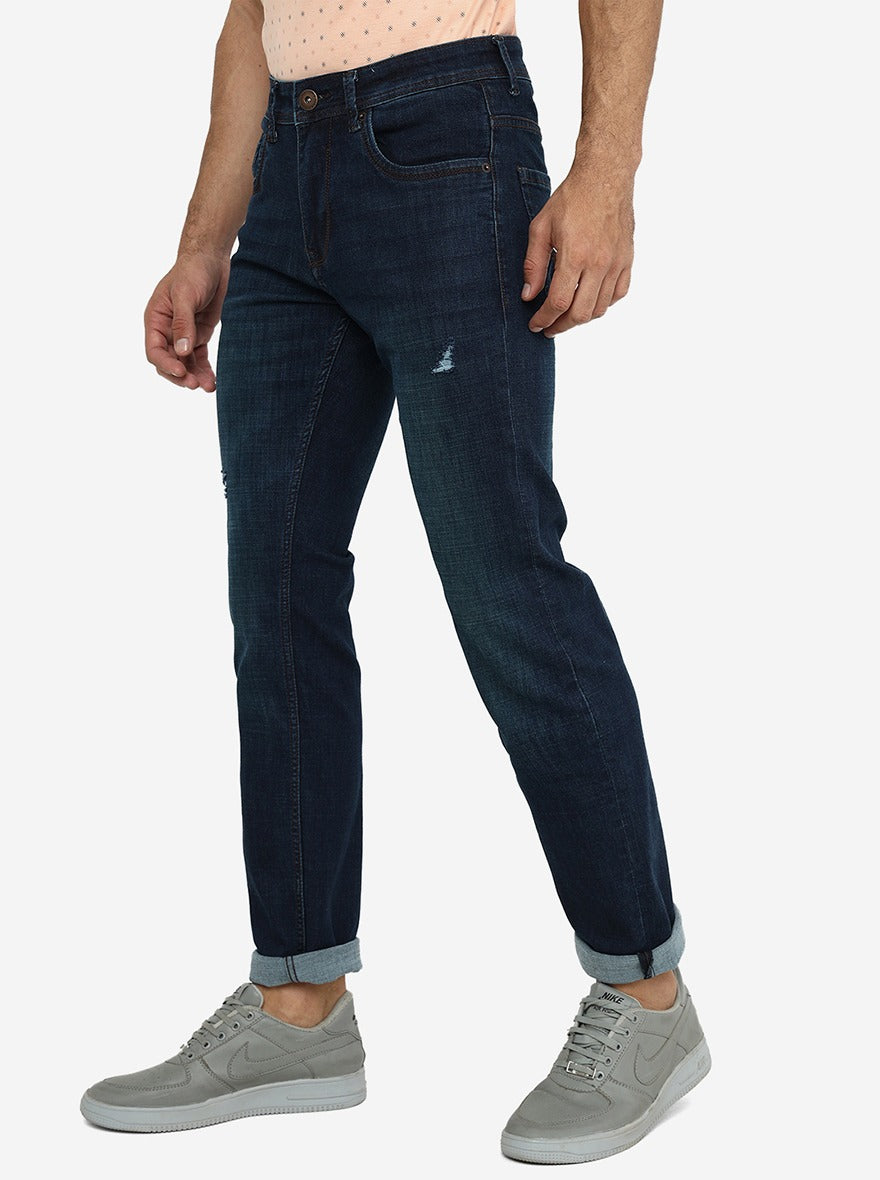 Indigo Blue Washed Narrow Fit Jeans | Greenfibre