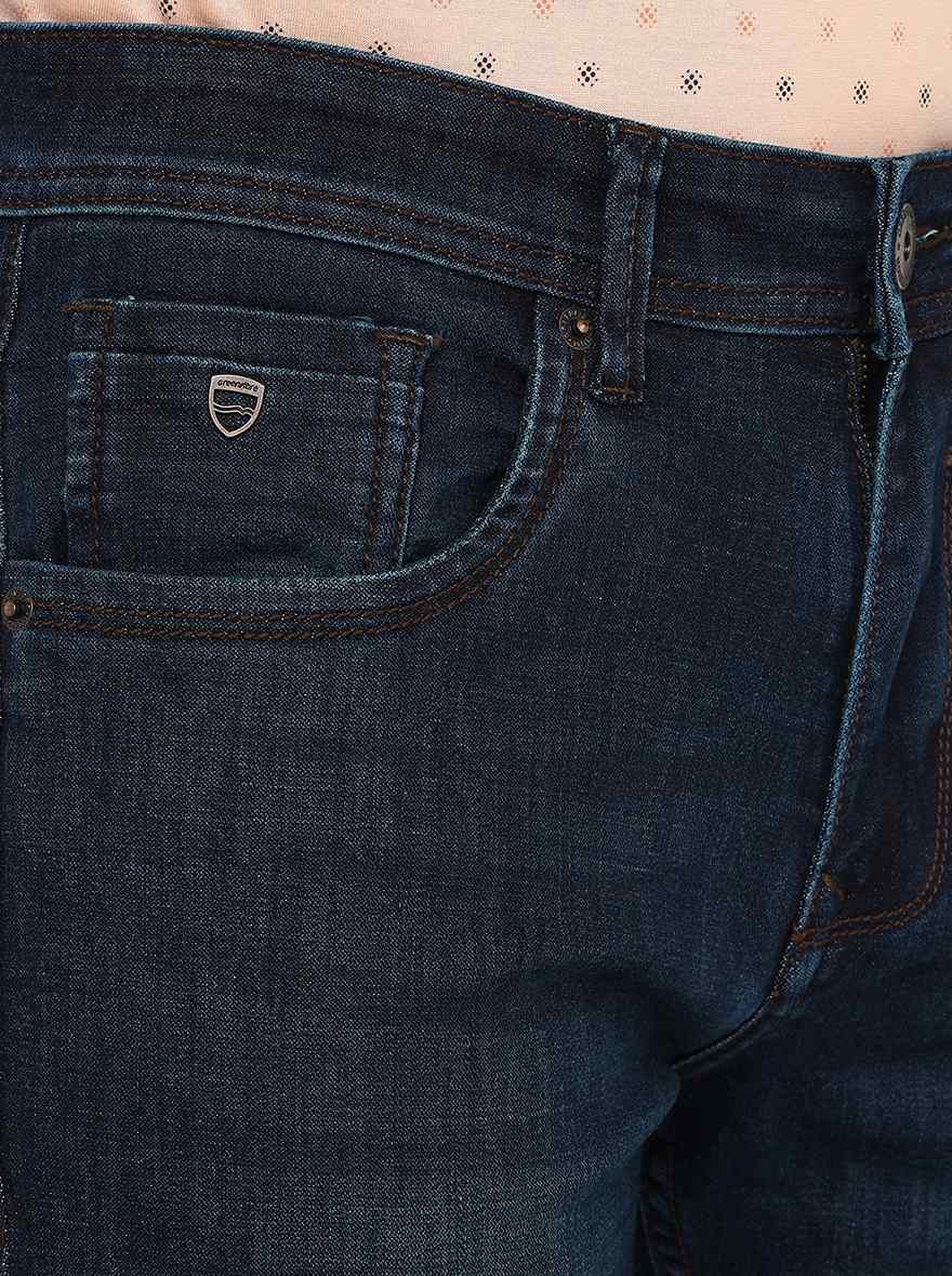 Indigo Blue Washed Narrow Fit Jeans | Greenfibre