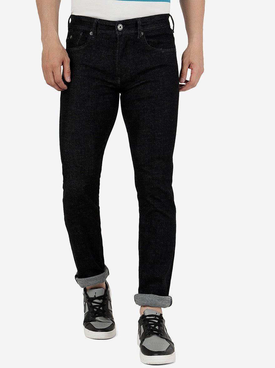Black Solid Narrow Fit Jeans | Greenfibre