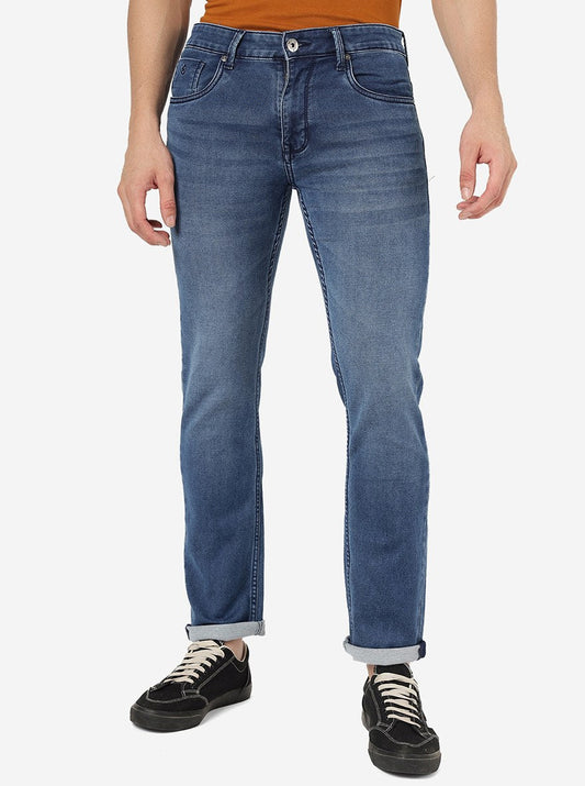 Blue Solid Narrow Fit Jeans | Greenfibre