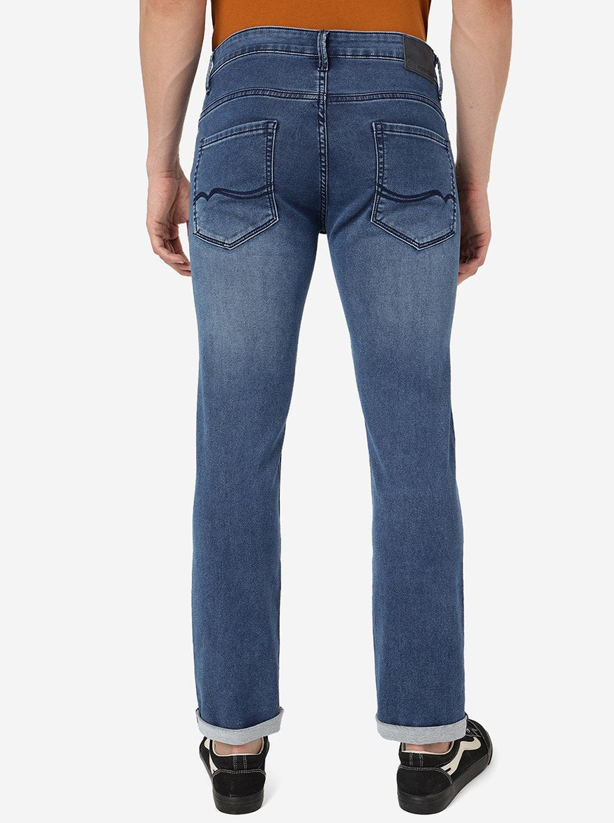 Blue Solid Narrow Fit Jeans | Greenfibre