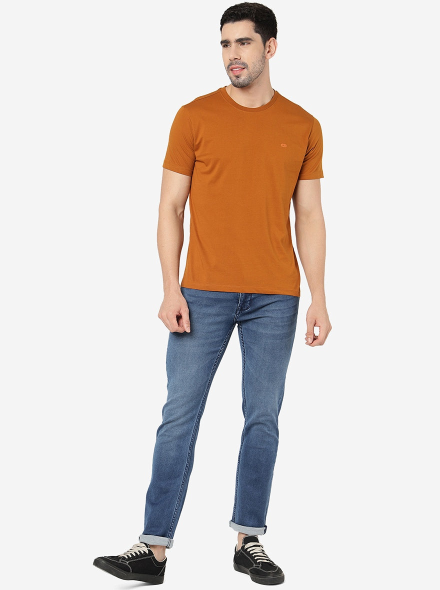 Blue Solid Narrow Fit Jeans | Greenfibre