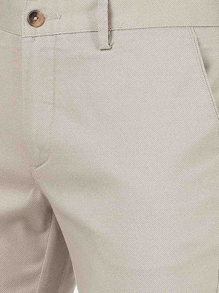 Cream Solid Super Slim Fit Casual Trouser | Greenfibre