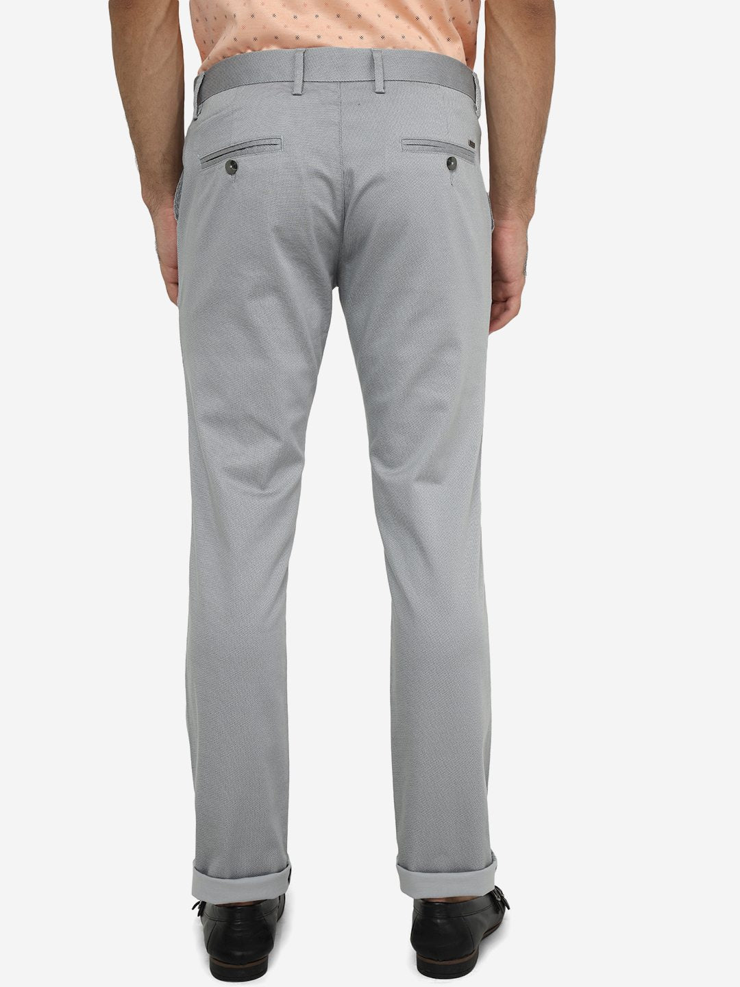 Light Blue Solid Super Slim Fit Casual Trouser | Greenfibre