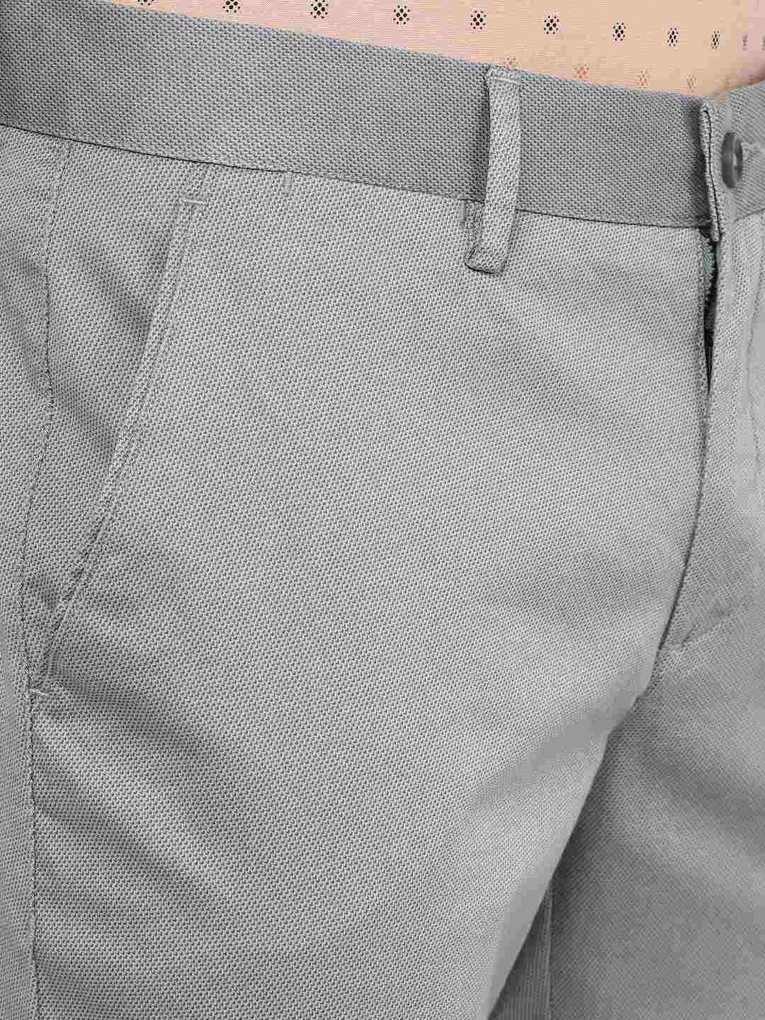 Light Blue Solid Super Slim Fit Casual Trouser | Greenfibre