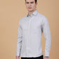 Light Grey Printed Slim Fit Party Wear Shirt | Greenfibre