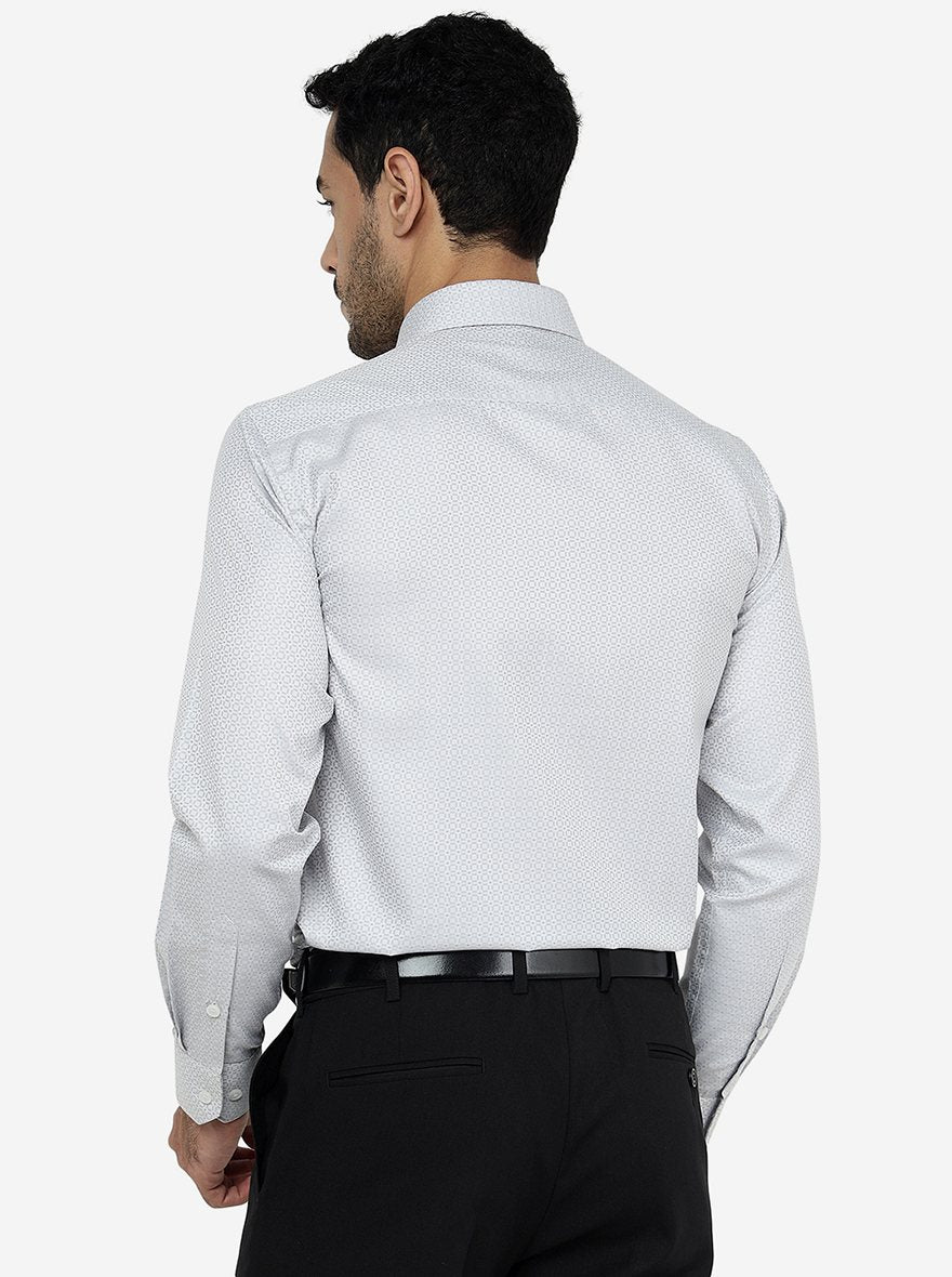 Light Grey Printed Regular Fit Formal Shirt | Greenfibre