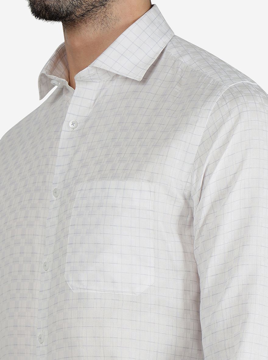 White Checked Slim Fit Formal Shirt | Greenfibre