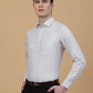 Light Grey Checked Slim Fit Formal Shirt | Greenfibre