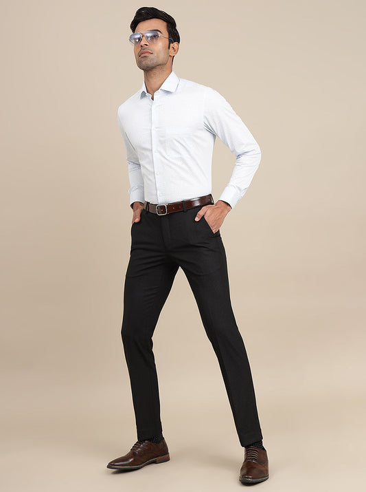 Light Blue Printed Slim Fit Formal Shirt | Greenfibre