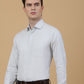 Light Grey Printed Slim Fit Formal Shirt | Greenfibre