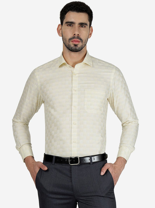 Yellow Checked Slim Fit Formal Shirt | Greenfibre